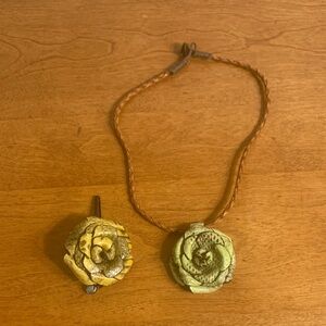 Floral Leather Necklace and Hair clip Set